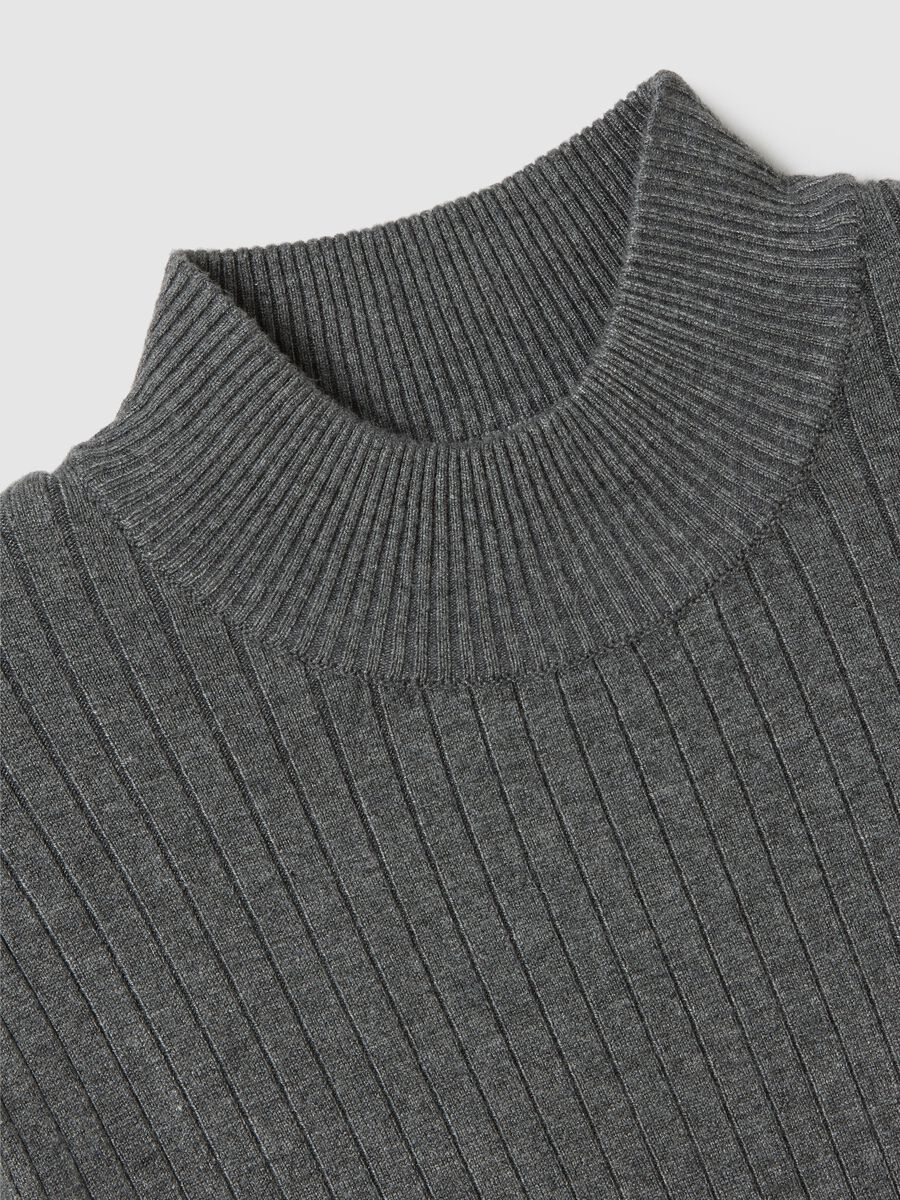 Grey Viscose Blend Fitted Sweater_5