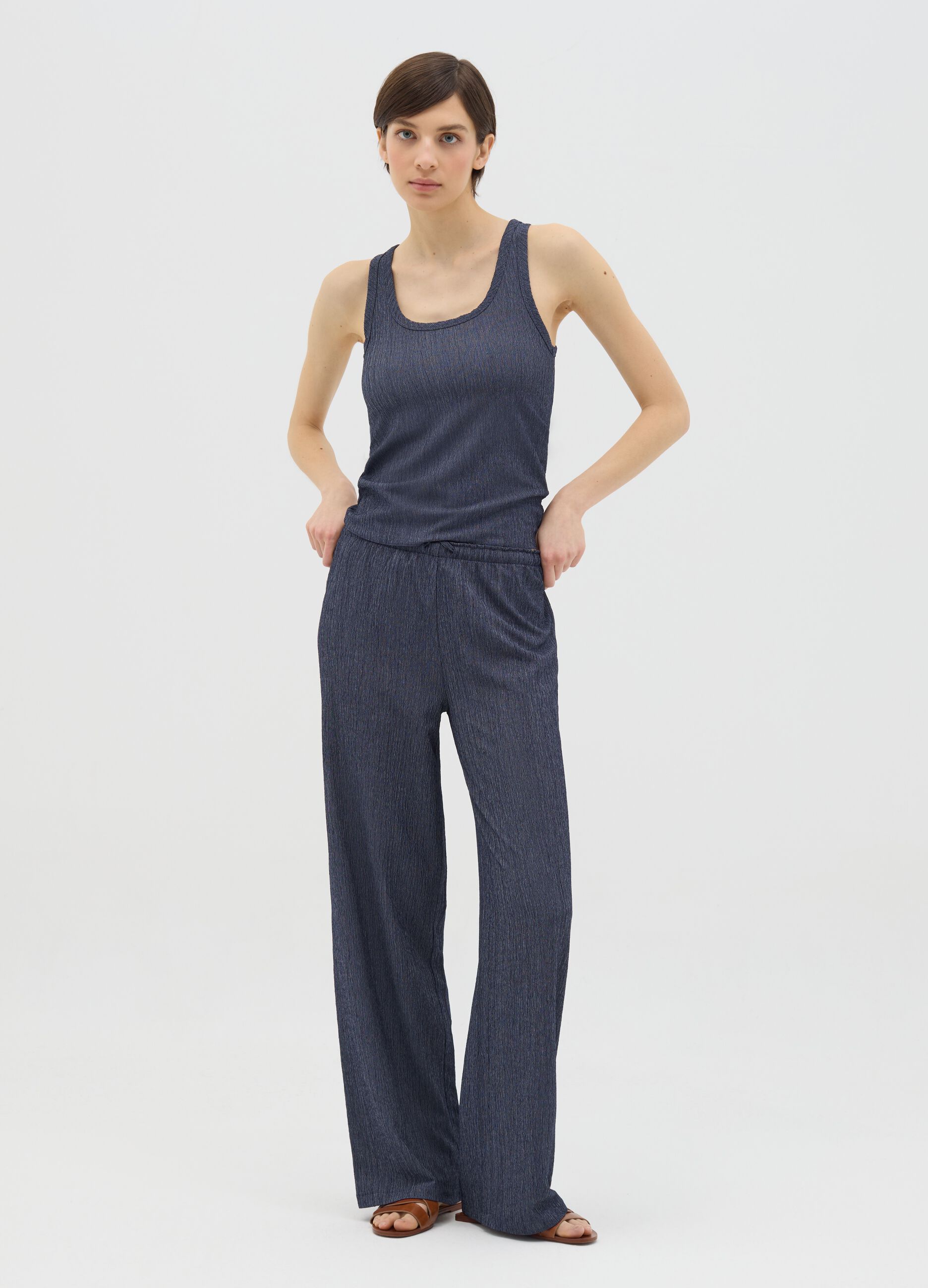 Blue Ovs Tank Top in Stretch Fabric
