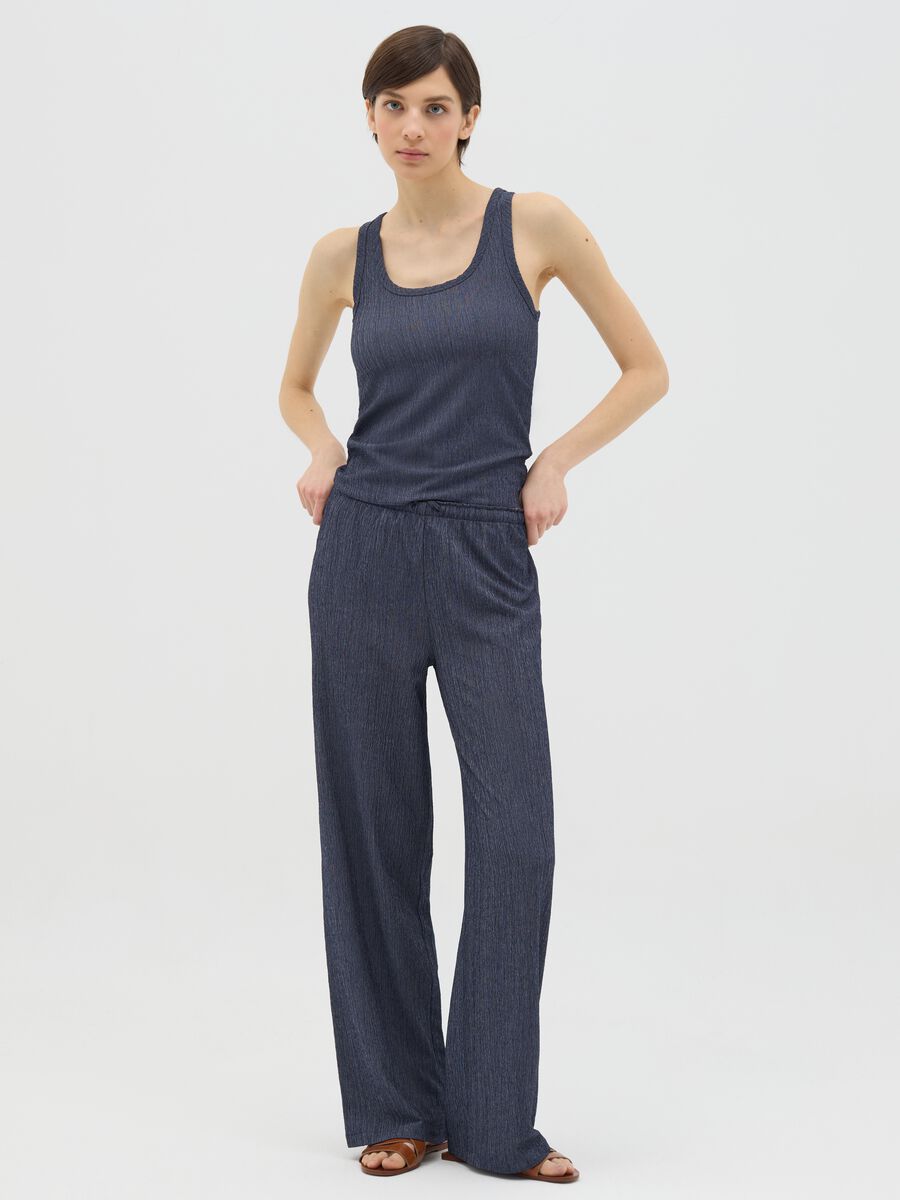Blue Ovs Tank Top in Stretch Fabric_1