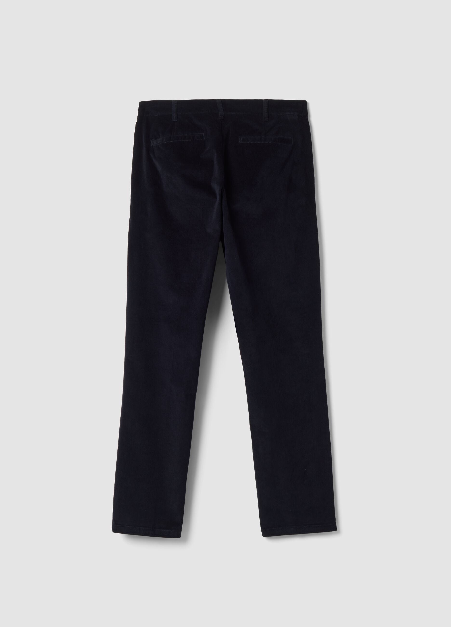 Pantaloni chino blu in cotone elasticizzato