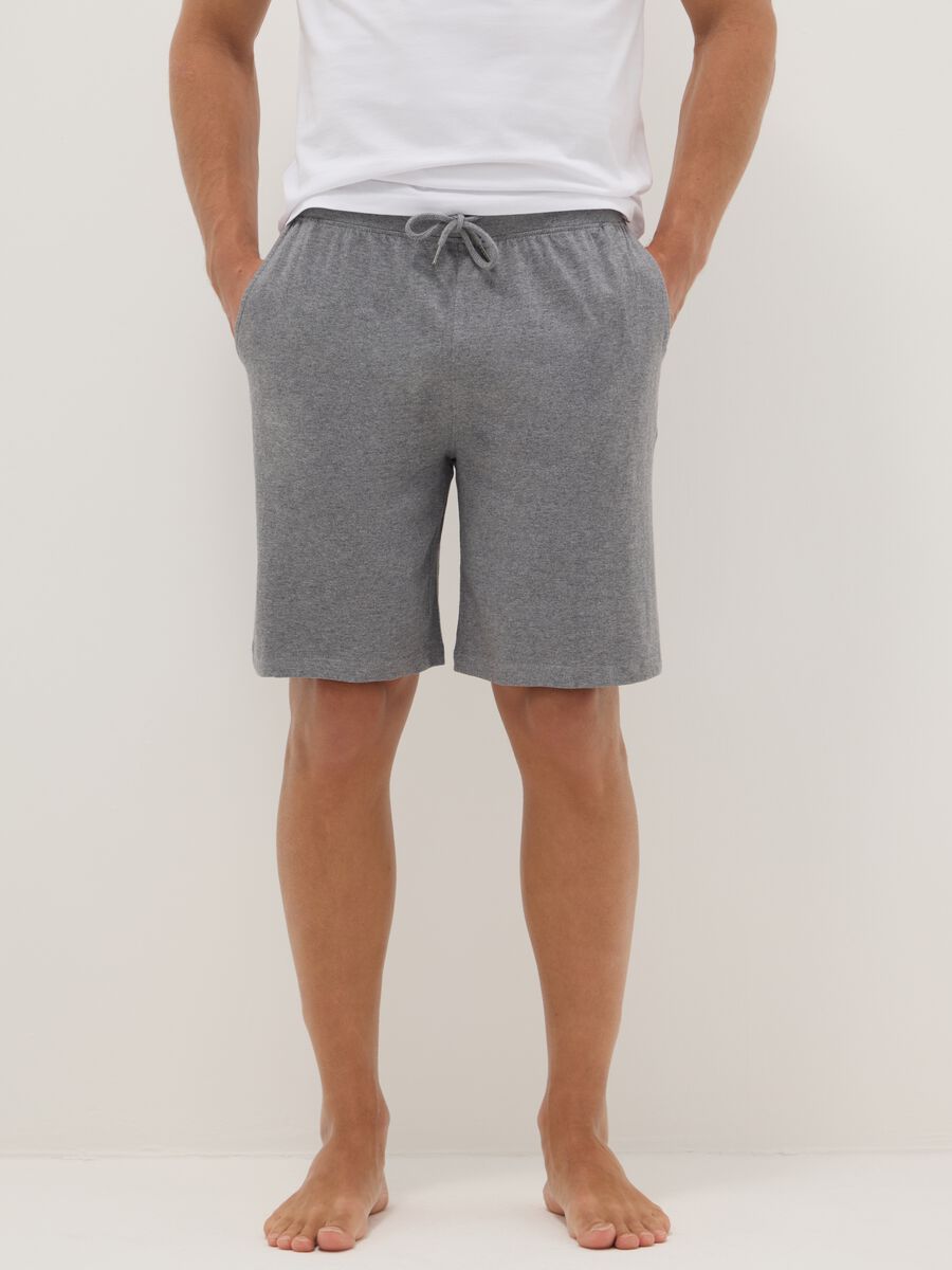 Grey pure cotton regular fit pyjama shorts_1