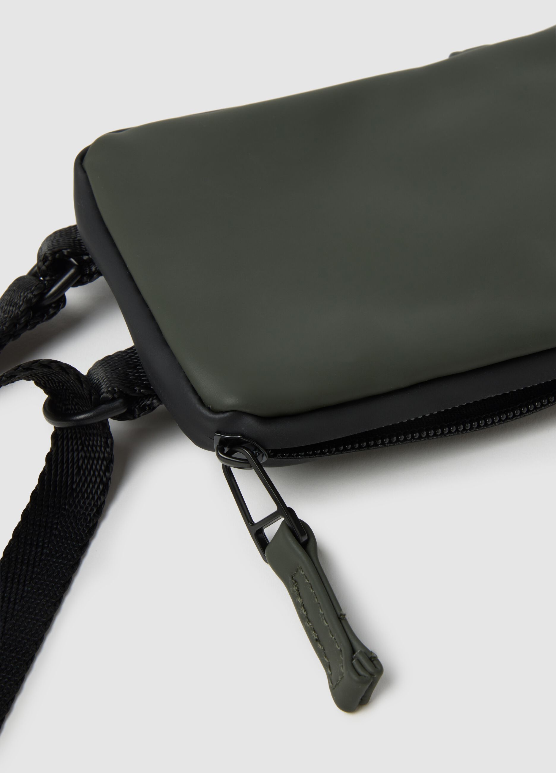 Green Shoulder Bag with Zip
