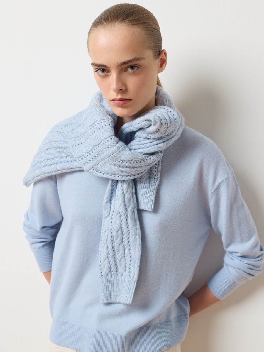 Regular fit light blue pure wool sweater_0