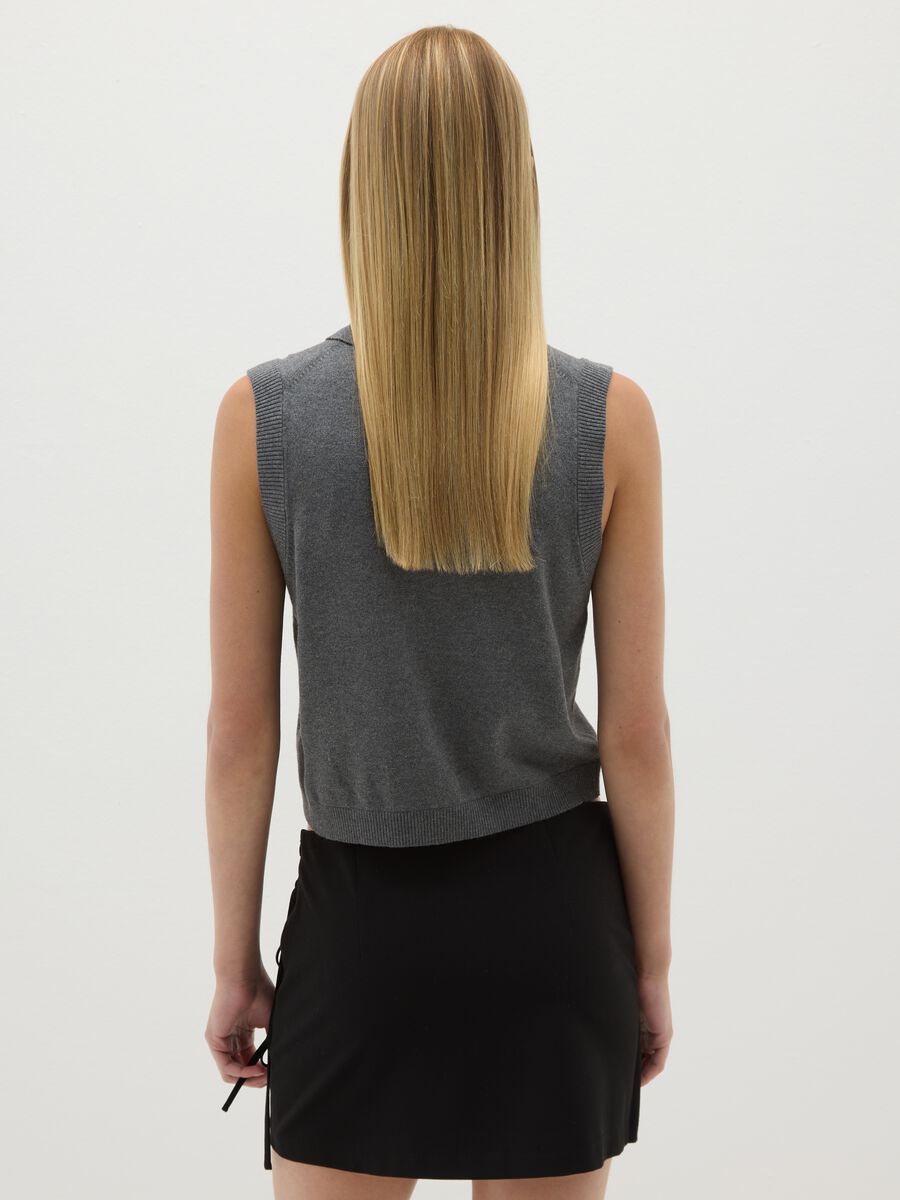 Women's Grey Sleeveless Top in Viscose Blend_3