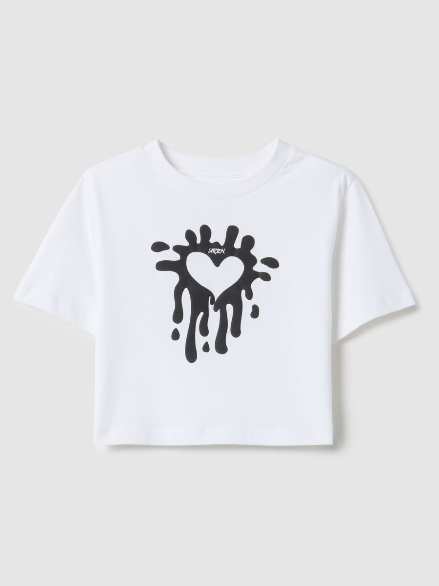 White pure cotton girl's boxy fit t-shirt with print_3