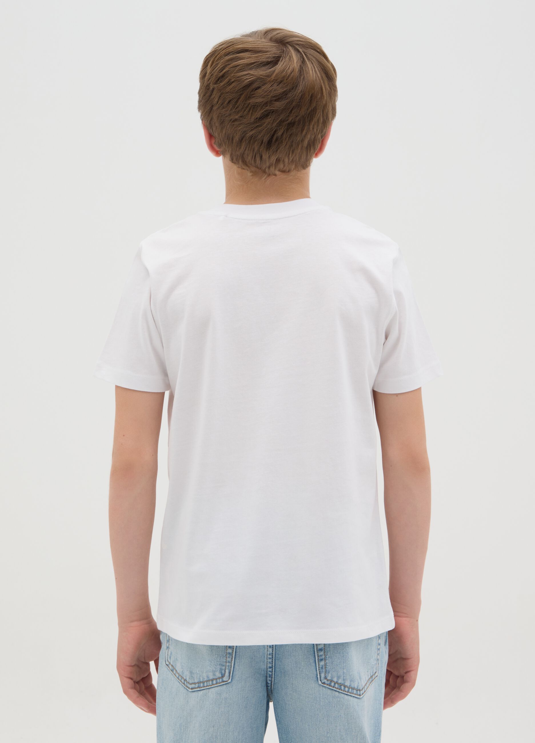 White cotton T-shirt with lettering print