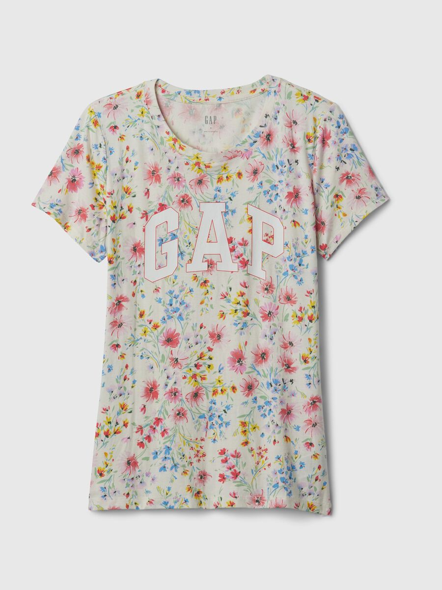 Floral T-shirt with logo print_3