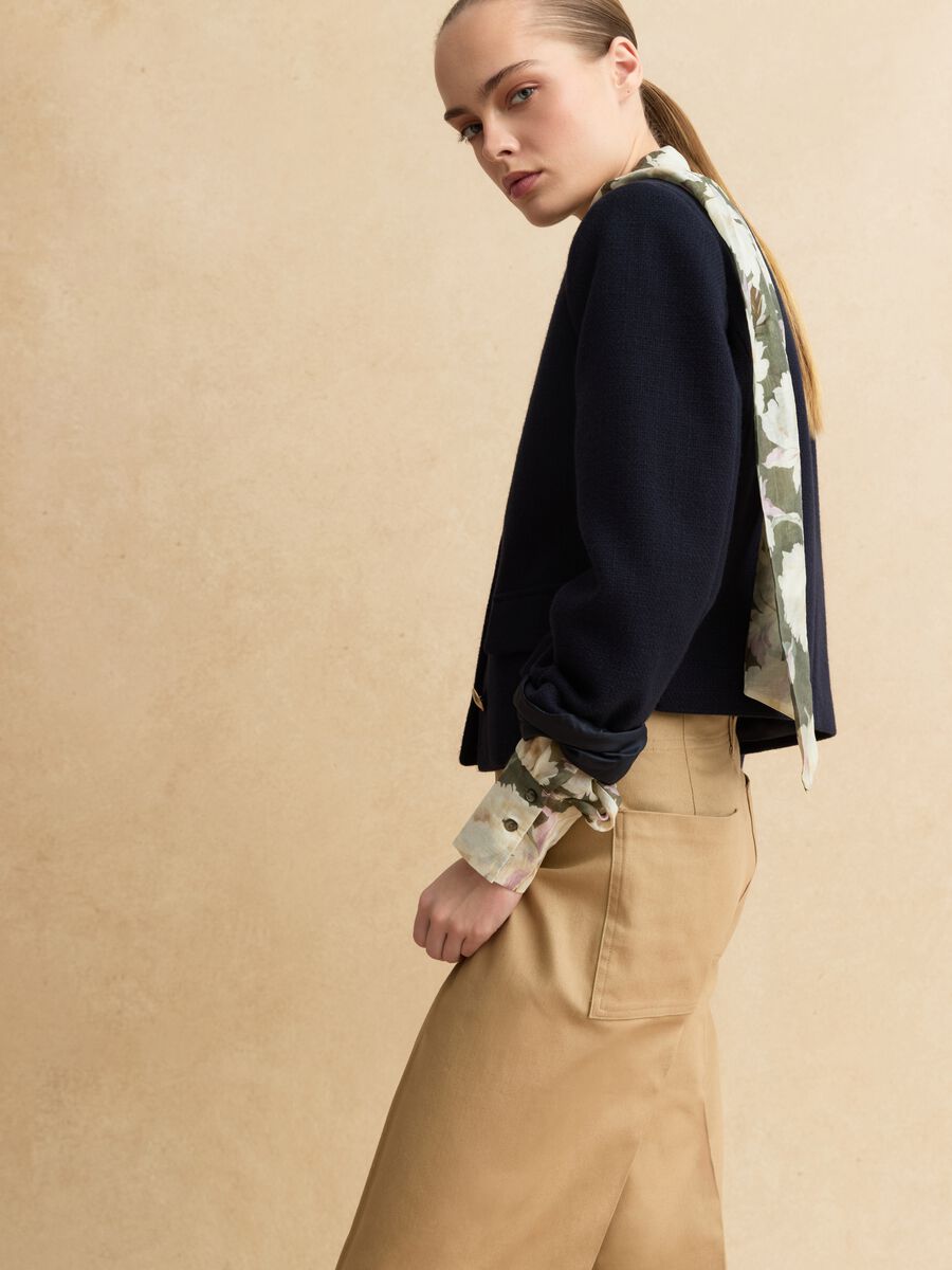 Blue viscose blend blazer in regular fit with gold buttons_0