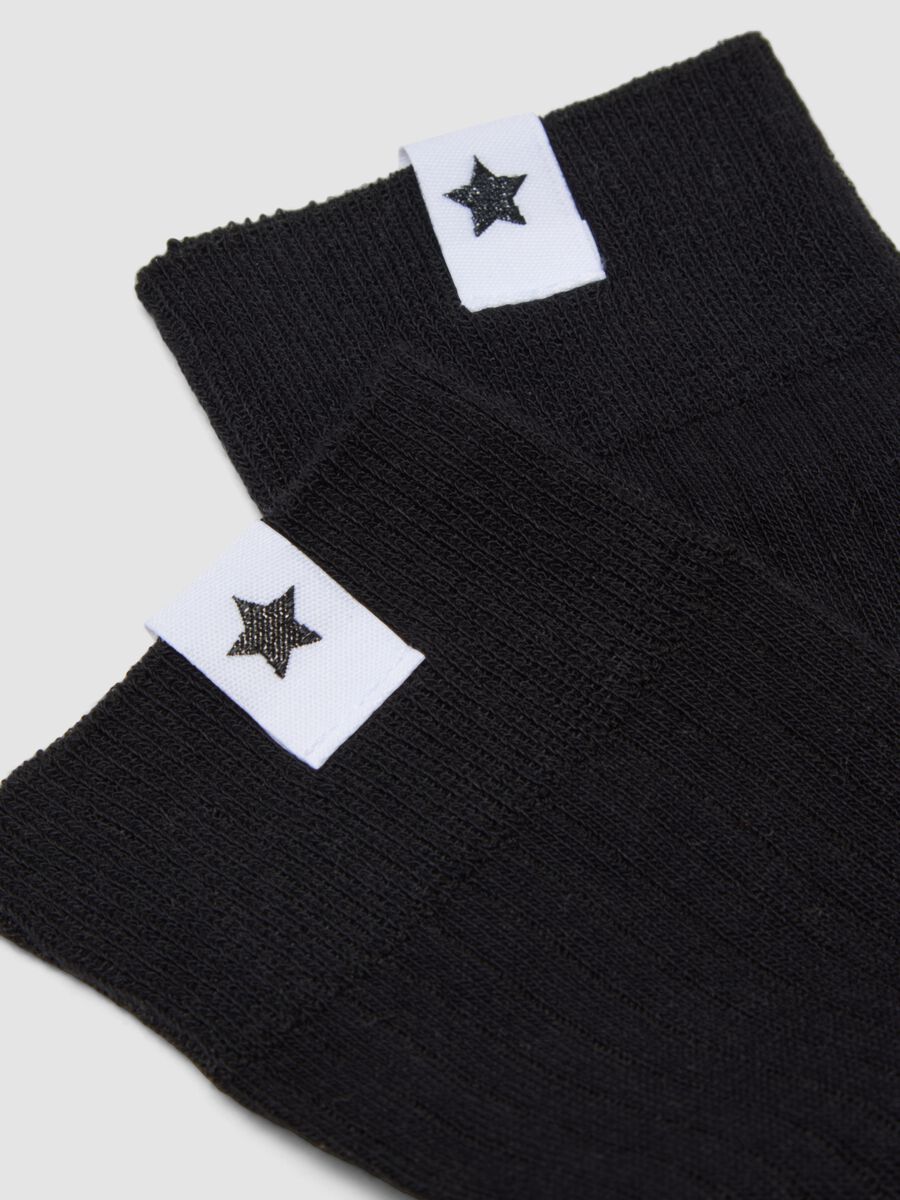 Black ribbed stretch-cotton socks_1