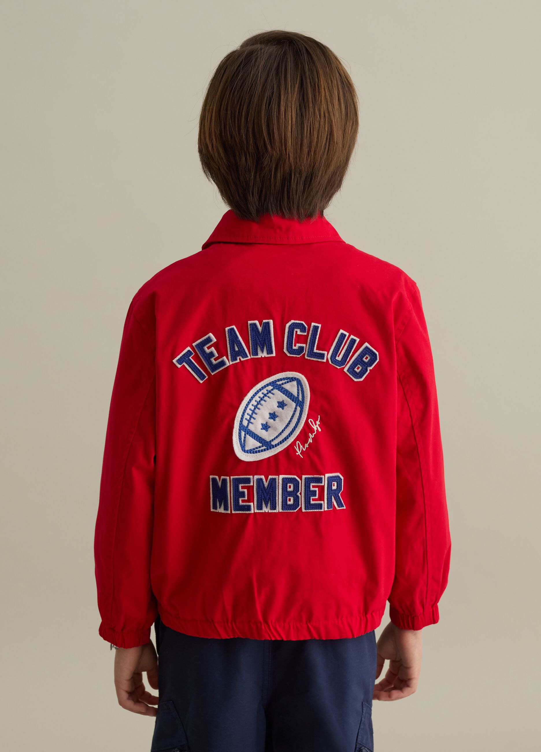 Giacca in cotone ricamo logo e patch "Team Club Member"