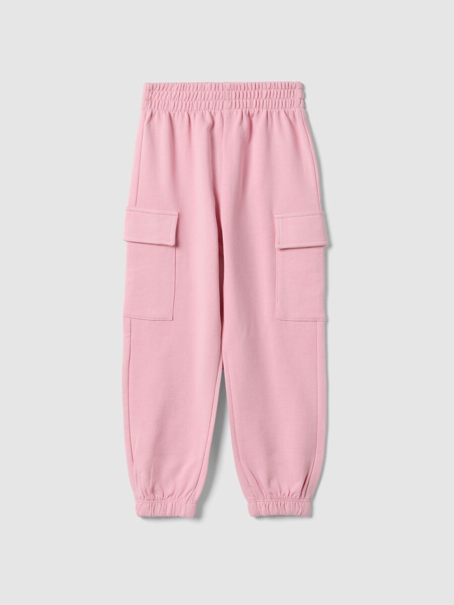 Girls' regular fit pure cotton pink cargo trousers_0
