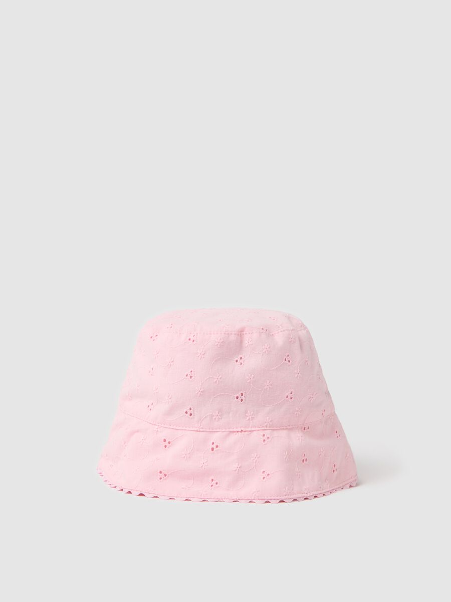 Pink cloche hat in broderie anglaise_0