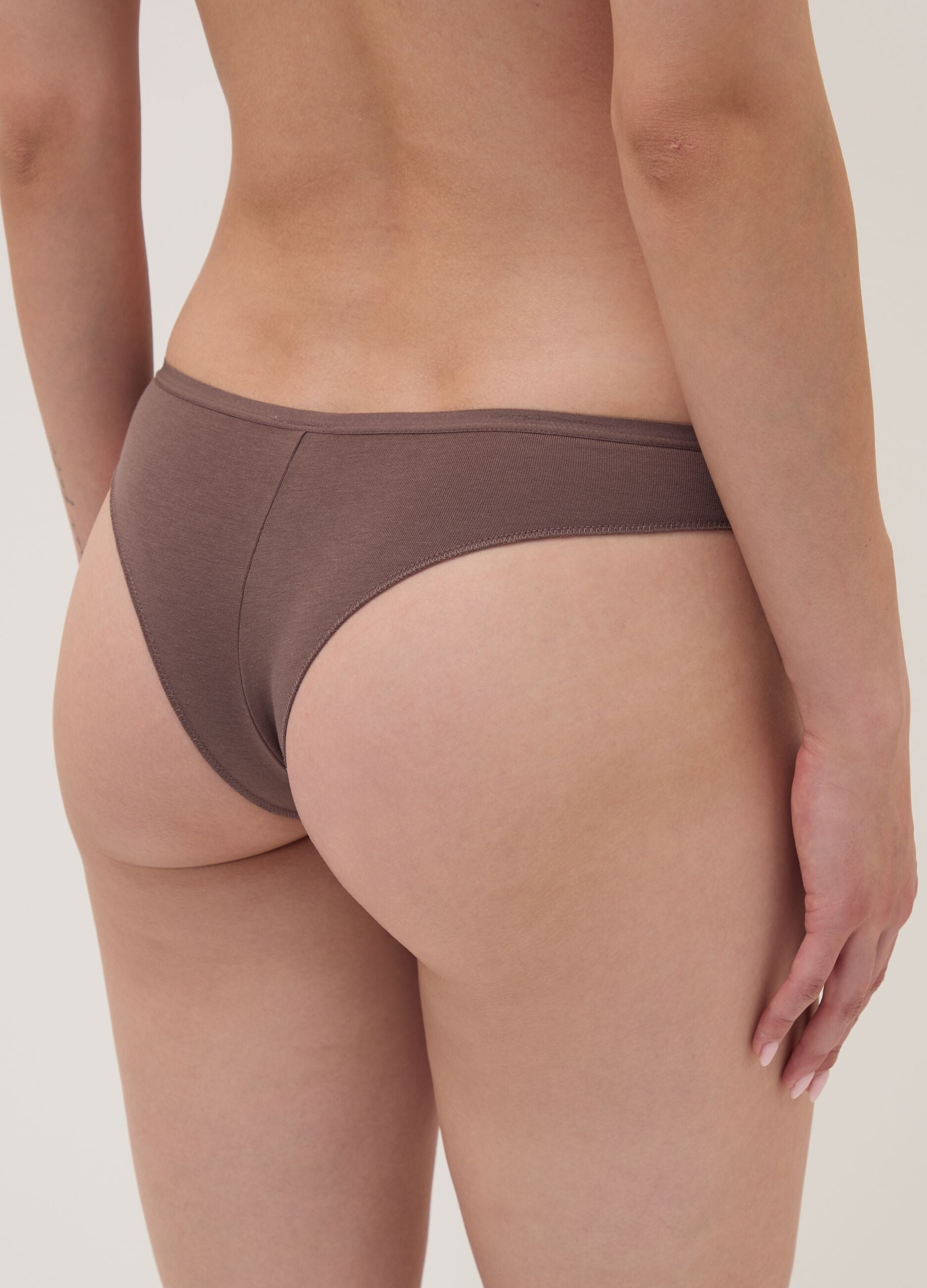 Multipack of five multicolour Brazilian briefs in stretch cotton