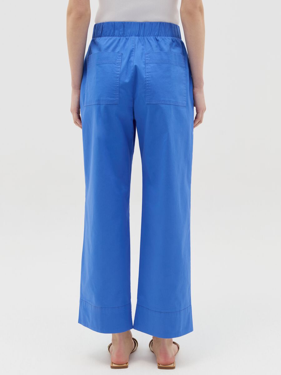 Blue wide-leg trousers in stretch cotton_3