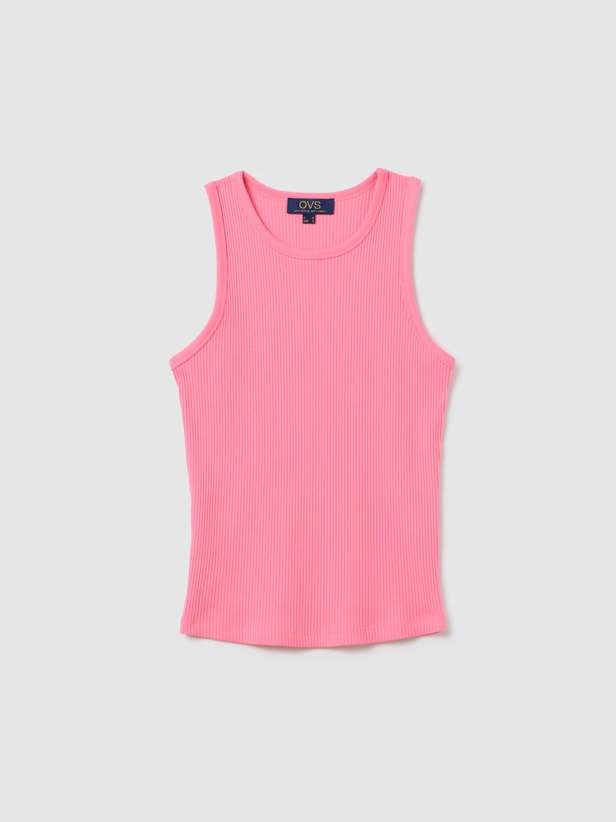 Women's pink regular fit stretch cotton top_4