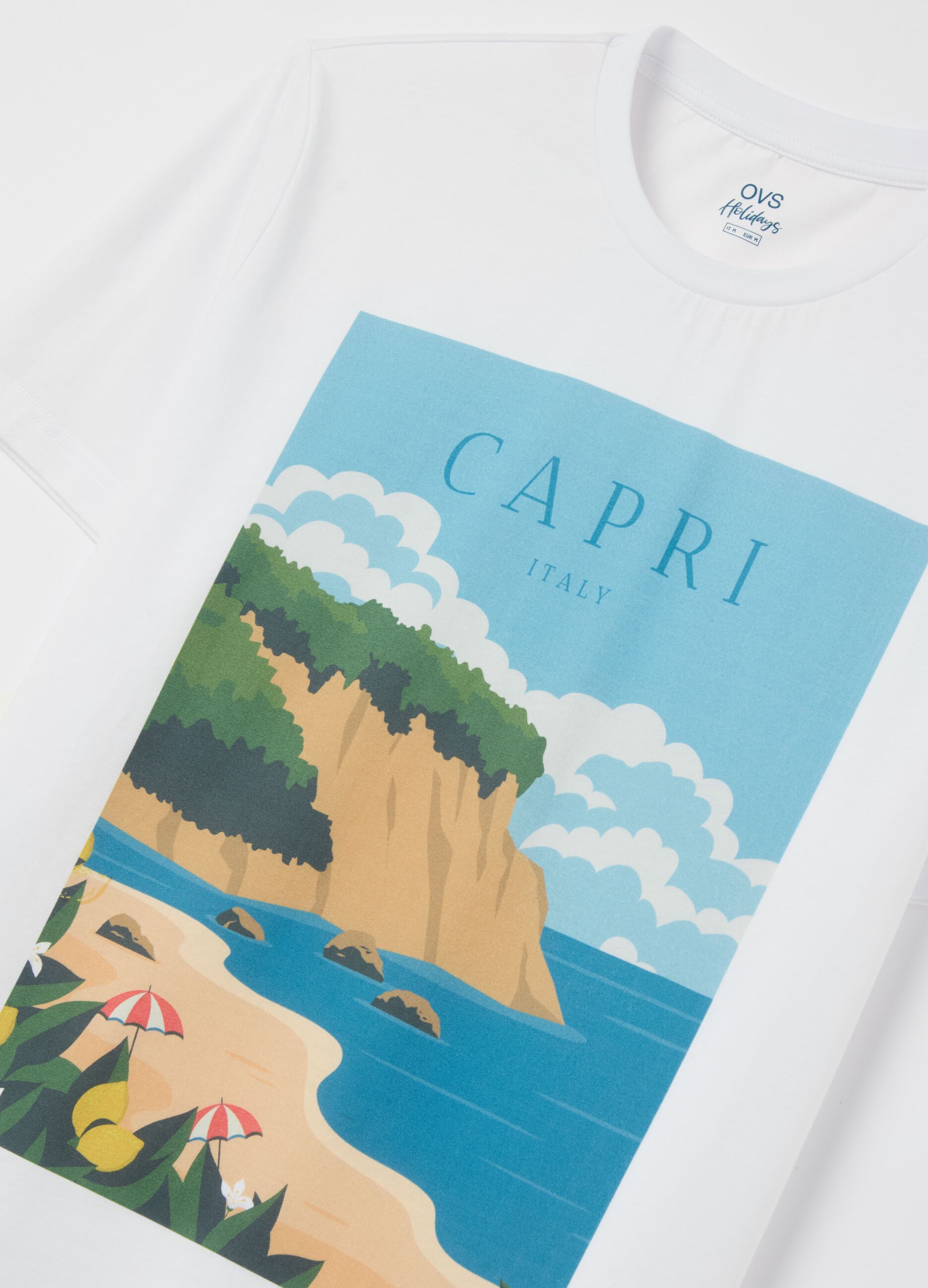 Cotton T-shirt with "Capri Italy" print
