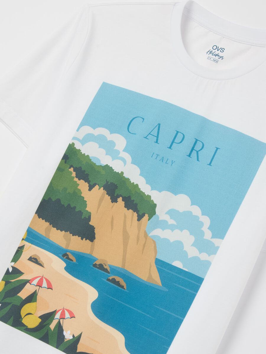 Cotton T-shirt with "Capri Italy" print_5