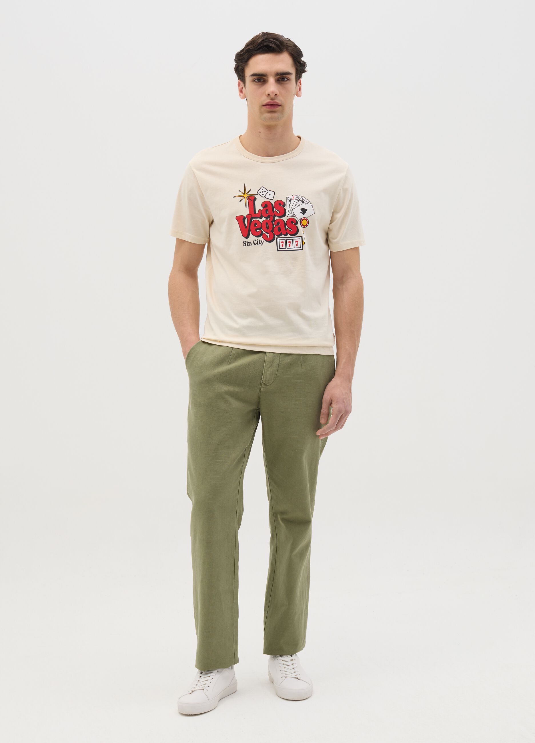 Cotton T-shirt with "Las Vegas Sin City" print