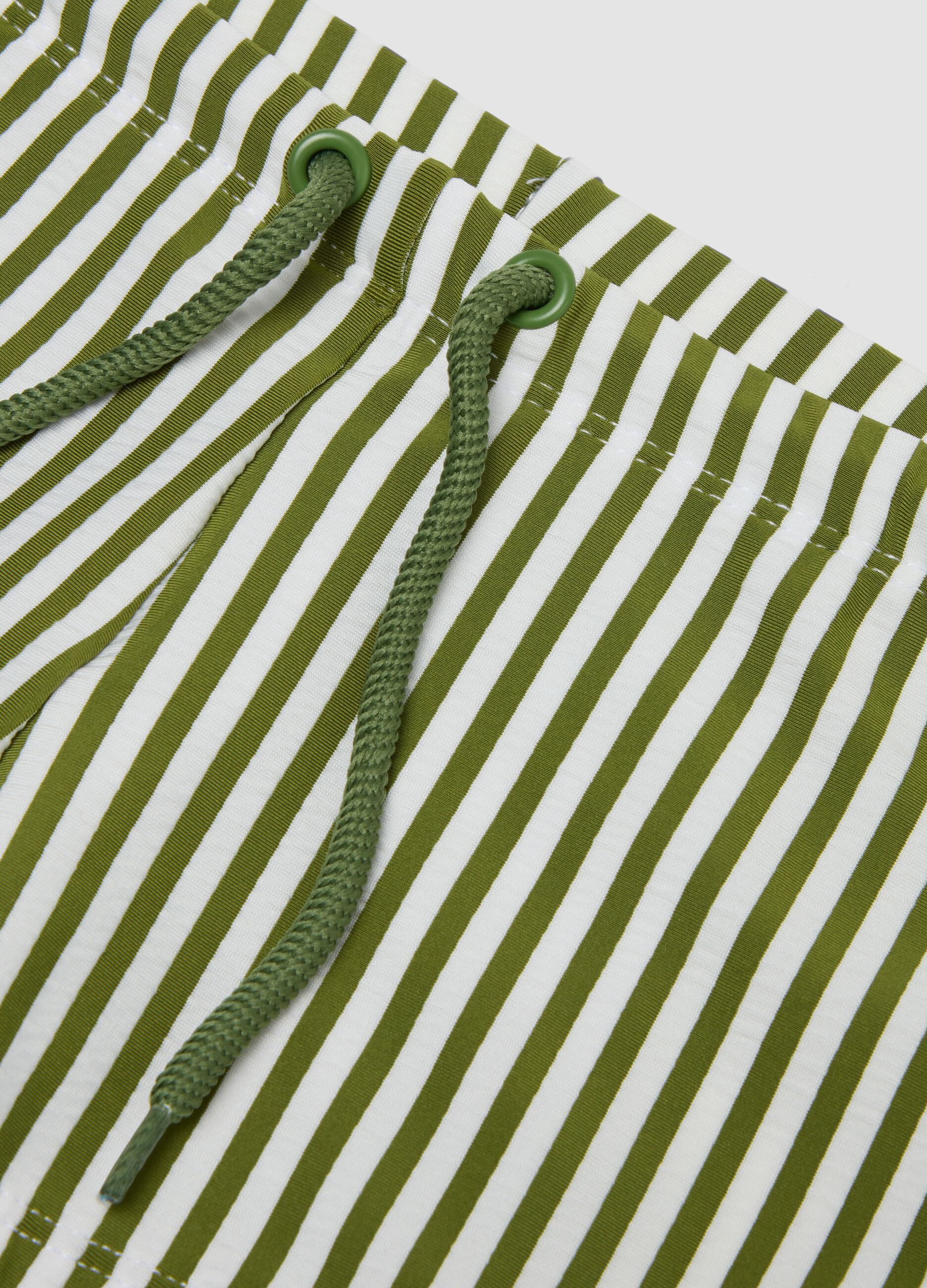 Green and white stretch boxer swim shorts