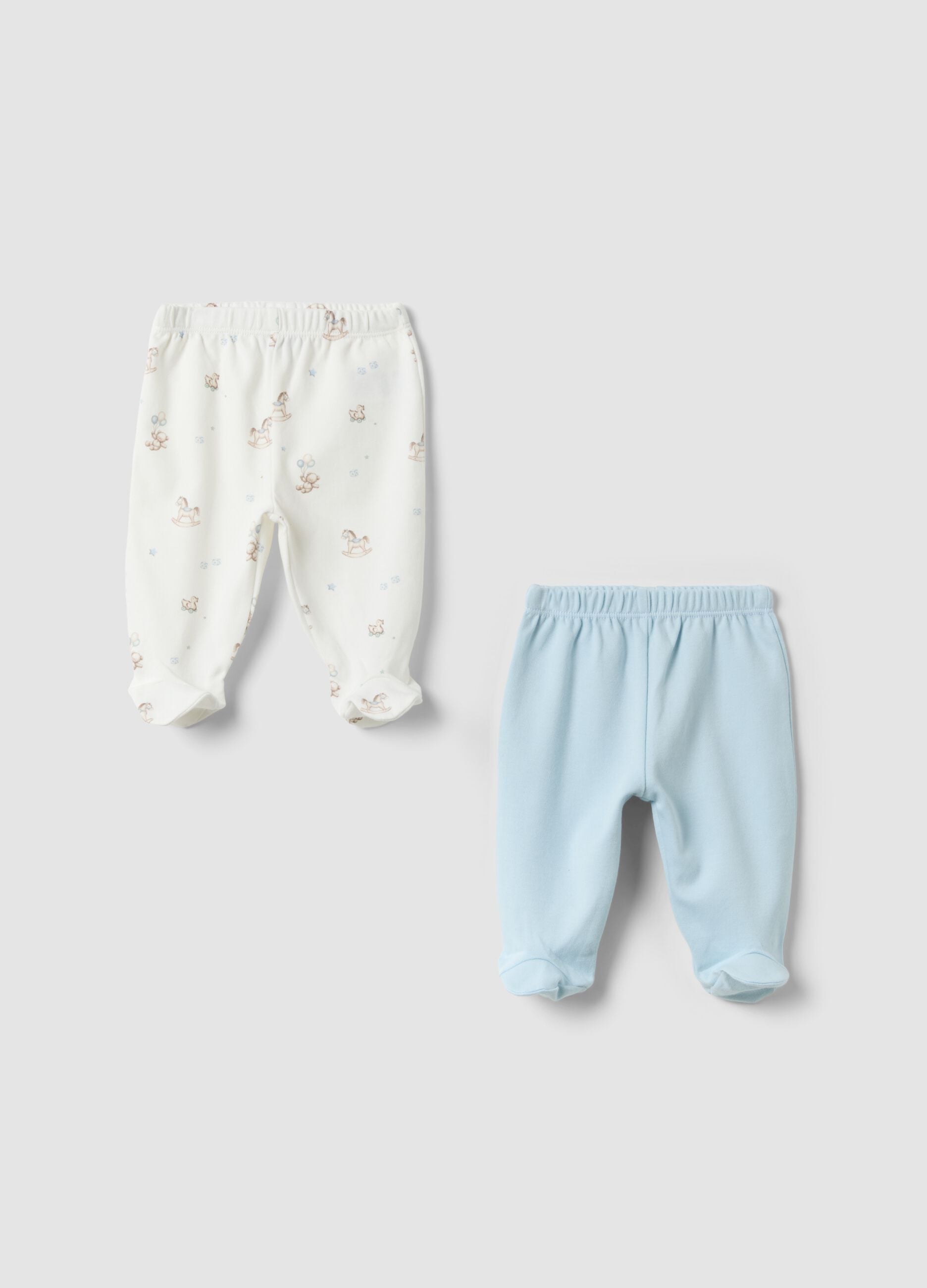 2-pack of organic cotton leggings in blue and white