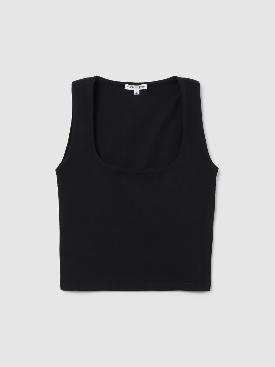 Women's Black Fitted Cotton Tank Top_4