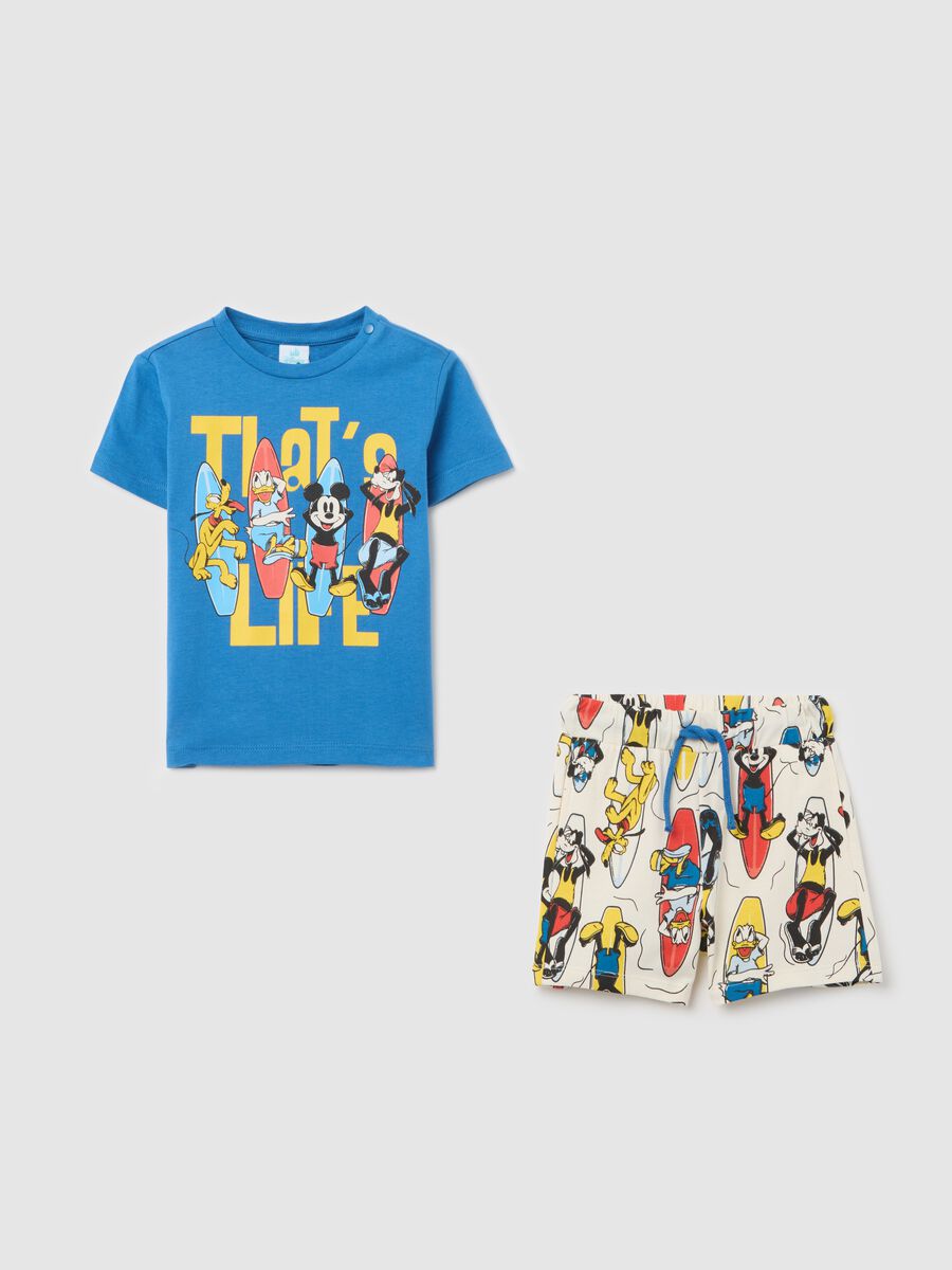 Blue T-shirt and shorts with Disney print outfit_0
