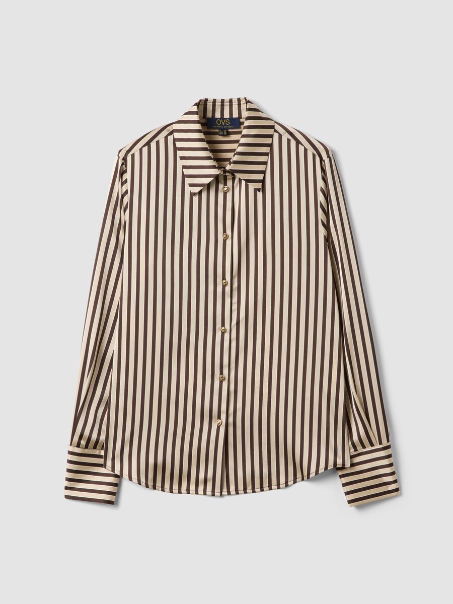 Yellow shirt with brown stripes in stretch fabric_4