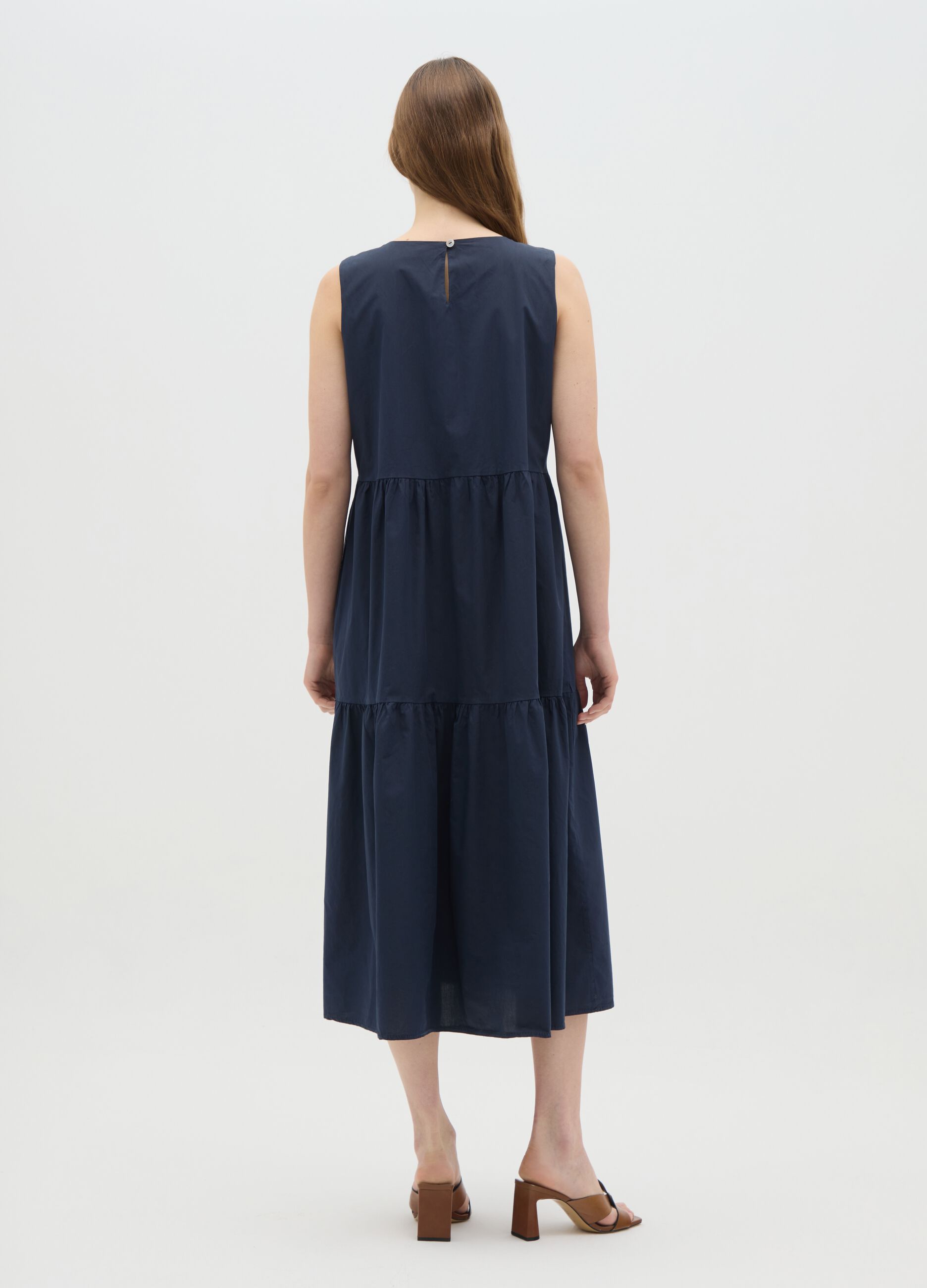 Abito lungo da donna in puro cotone blu regular fit