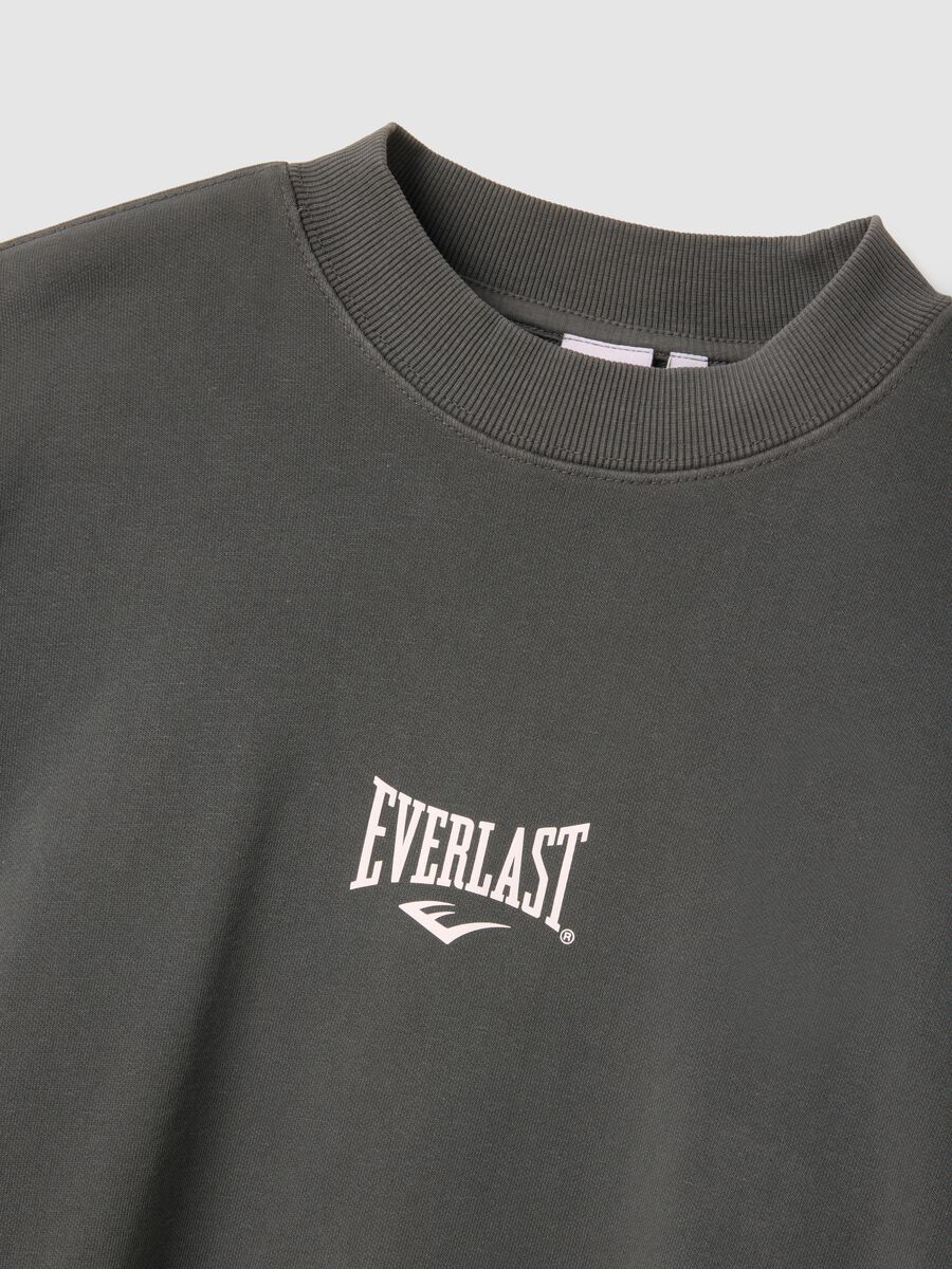 Felpa in misto cotone nero regular fit con logo Everlast_5