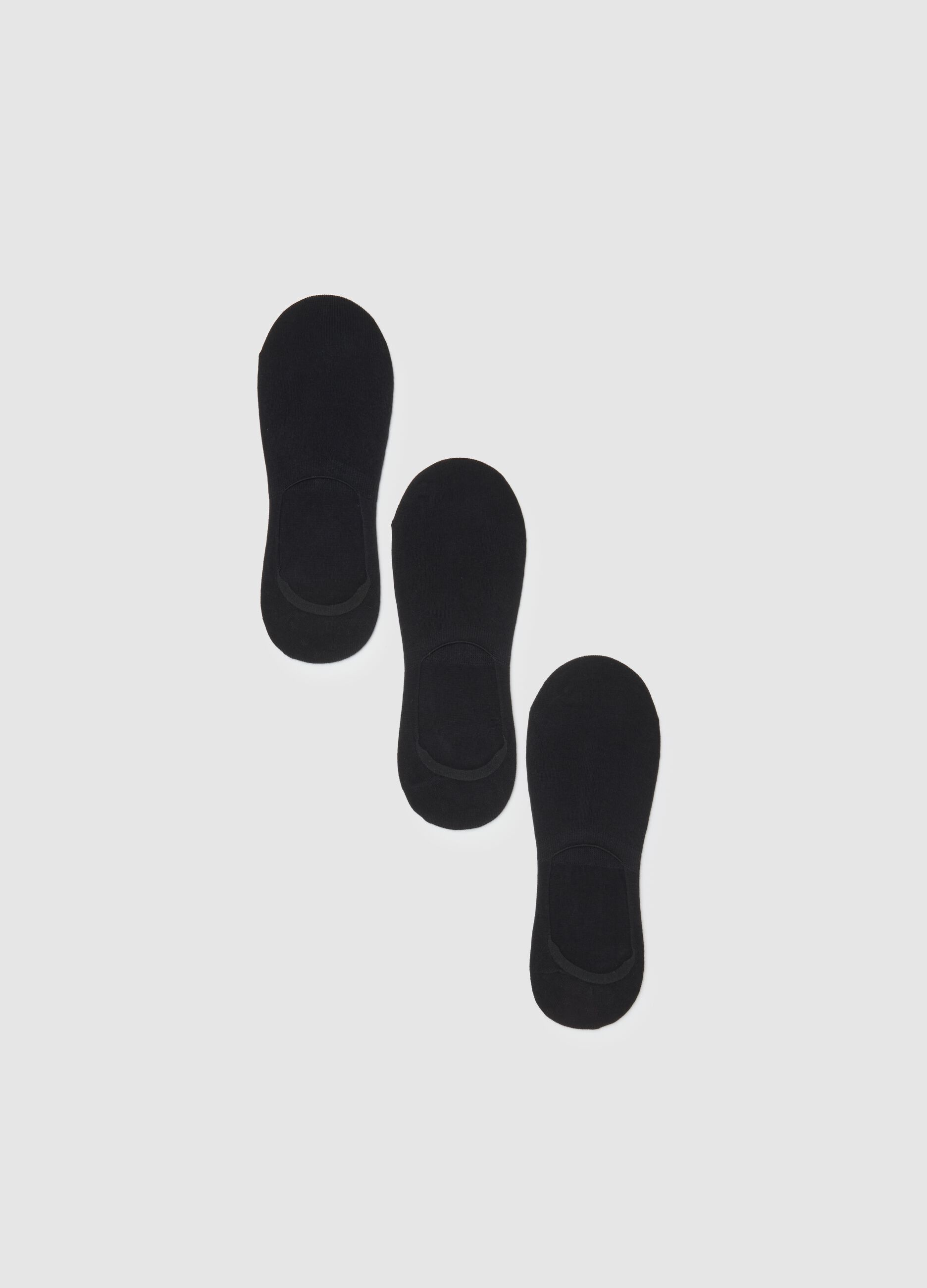 Black Invisible Socks Tripack in Regular Fit Cotton Blend