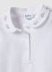 Polo in cotone elasticizzato bianca da bimba regular fit con ricami_2