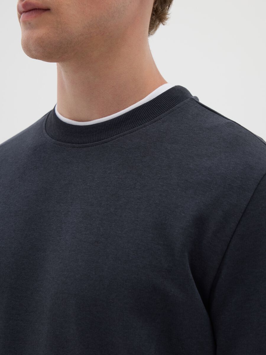 Black cotton blend sweatshirt regular fit_2