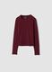 Red stretch organic cotton T-shirt with ribbed neckline_3