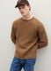 Brown crew-neck regular fit sweater with knitted pattern_0