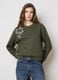 Decorated green sweatshirt in cotton blend oversized fit_3
