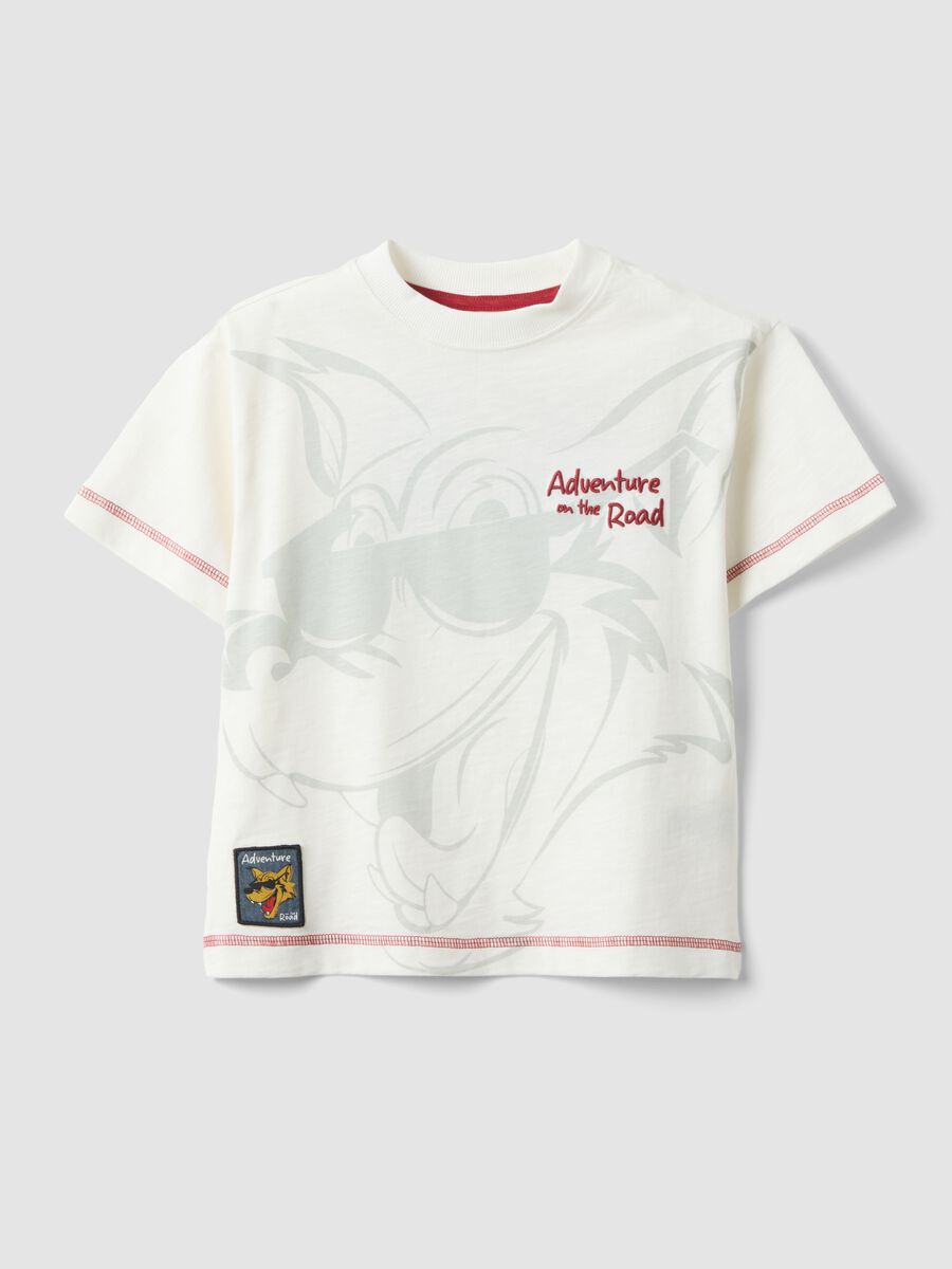 White pure cotton oversized fit girl's T-shirt with print_0