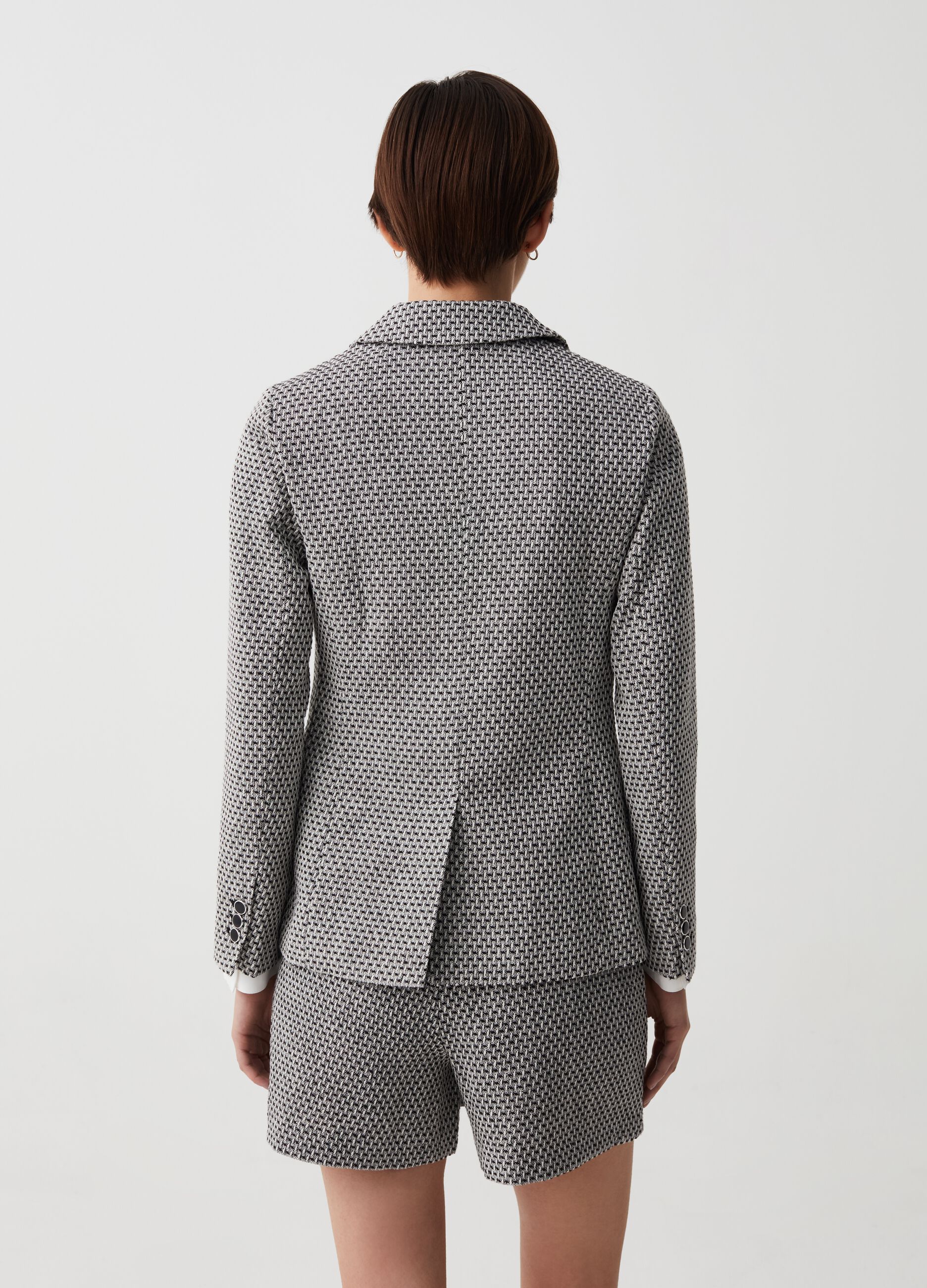 Double-breasted blazer in tweed with two-tone weave