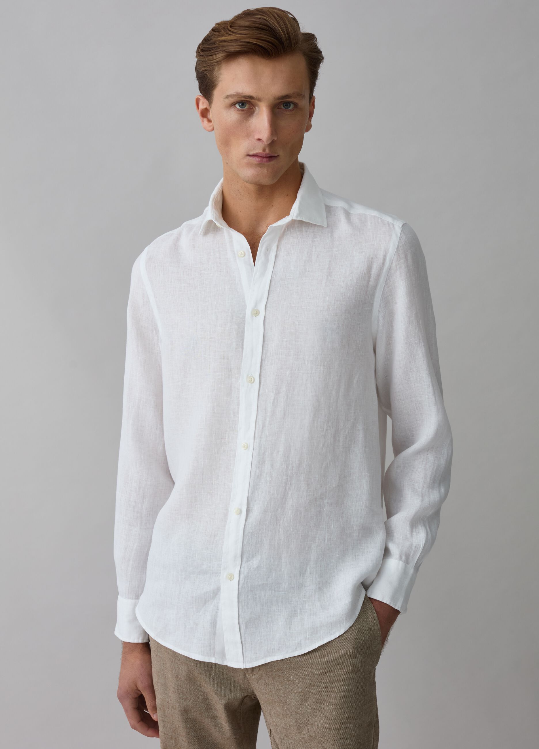 Camicia in lino tinta unita