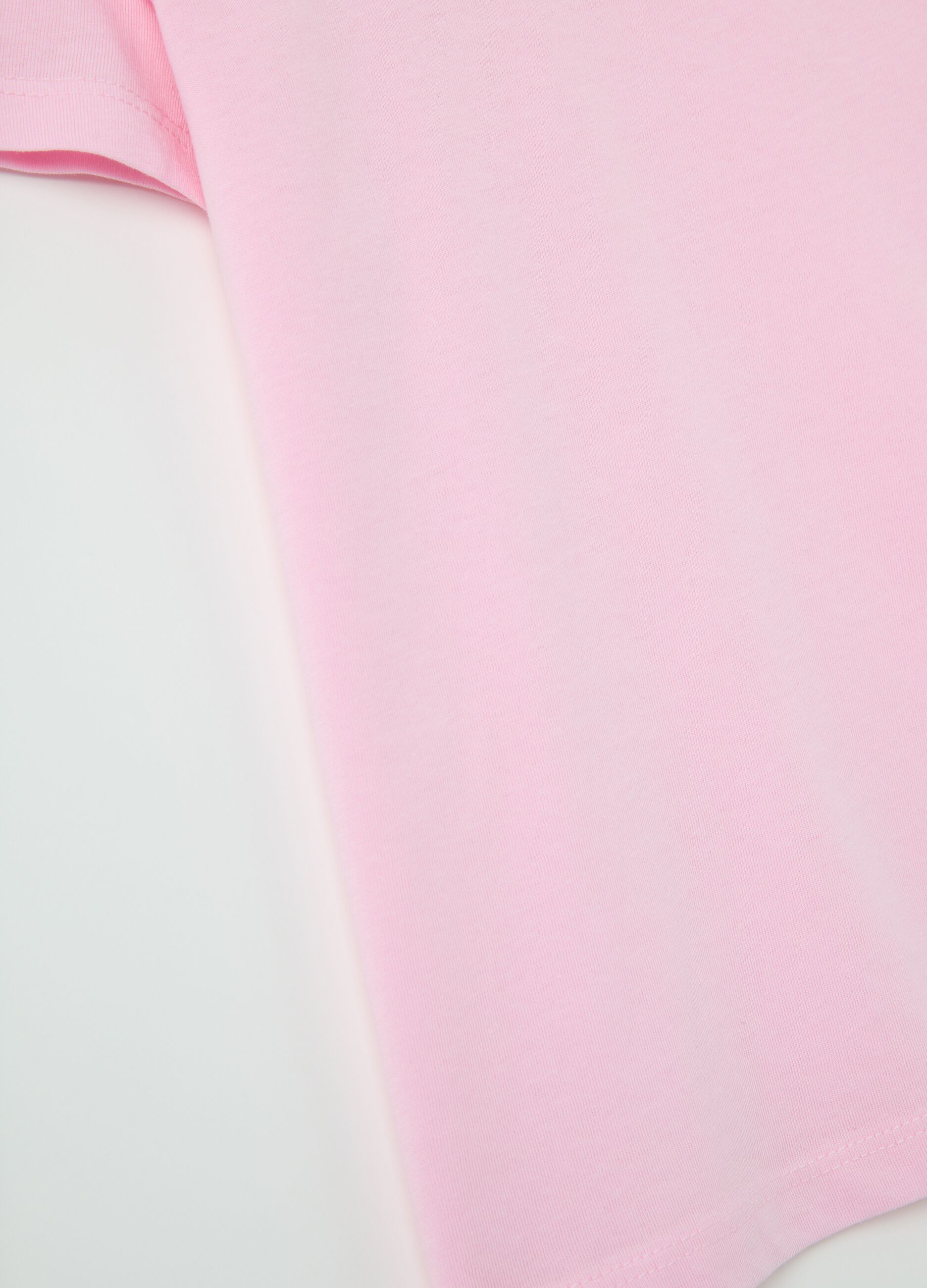 Girls' pink regular fit pure cotton T-shirt