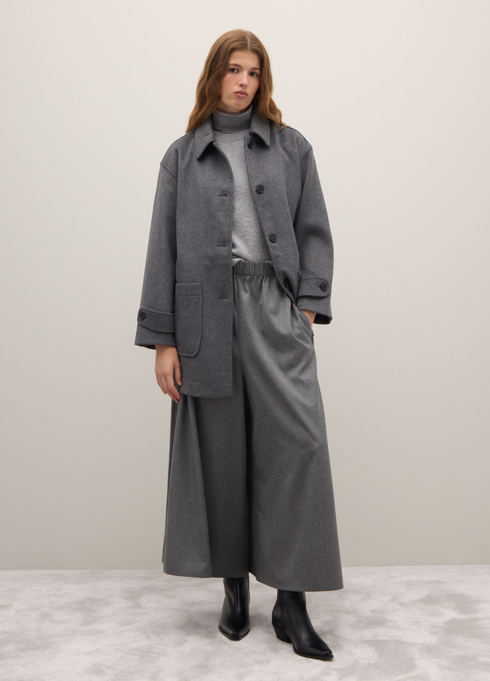 Grey wool-blend coat