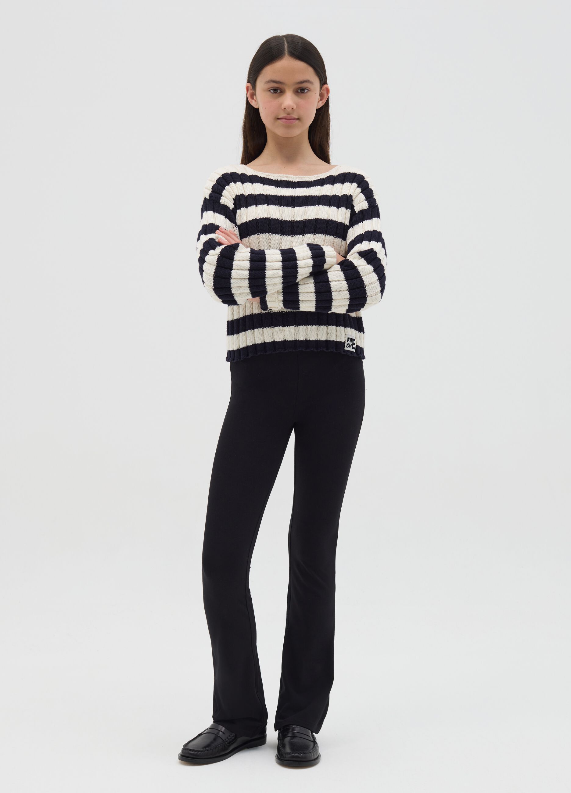 Leggings flare fit in cotone stretch
