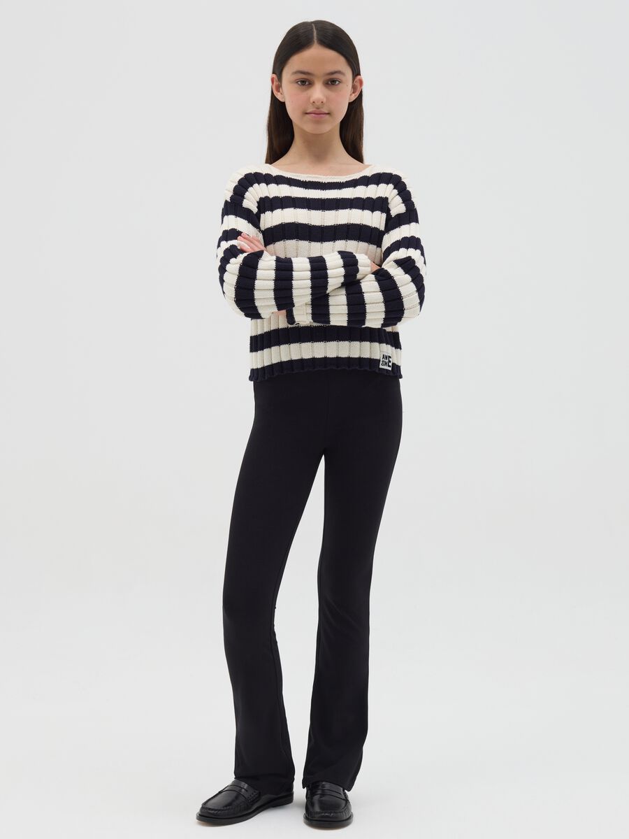 Flare-fit leggings in stretch cotton_1