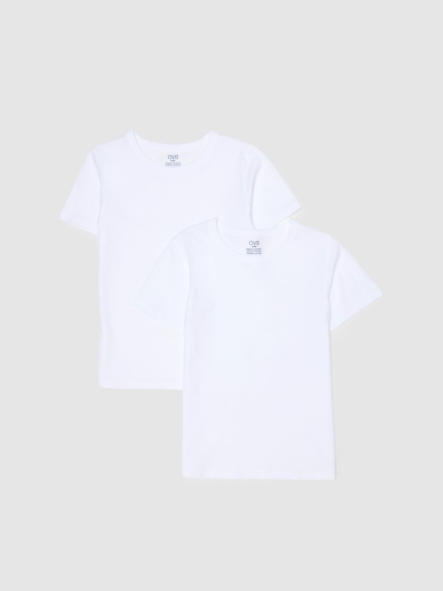 Pack of two white kids' t-shirts in pure cotton regular fit_0
