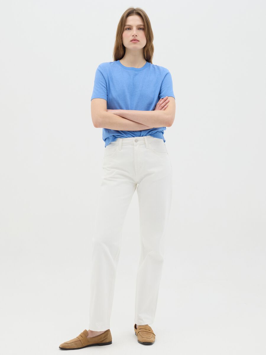 Blue cotton and linen T-shirt_1