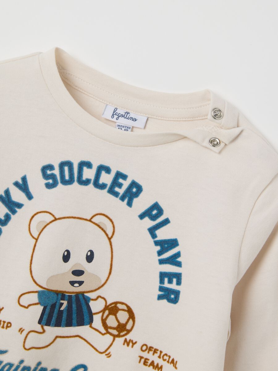 Children's beige pure cotton t-shirt with print_2