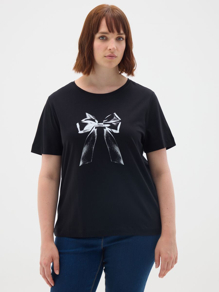 Regular fit black pure cotton T-shirt_0