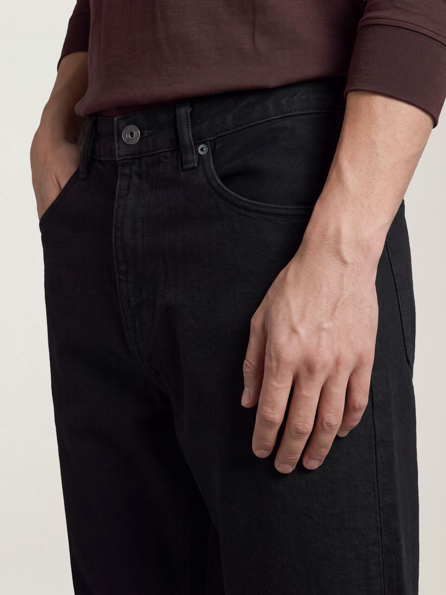 Black pure cotton denim jeans, relaxed fit_2