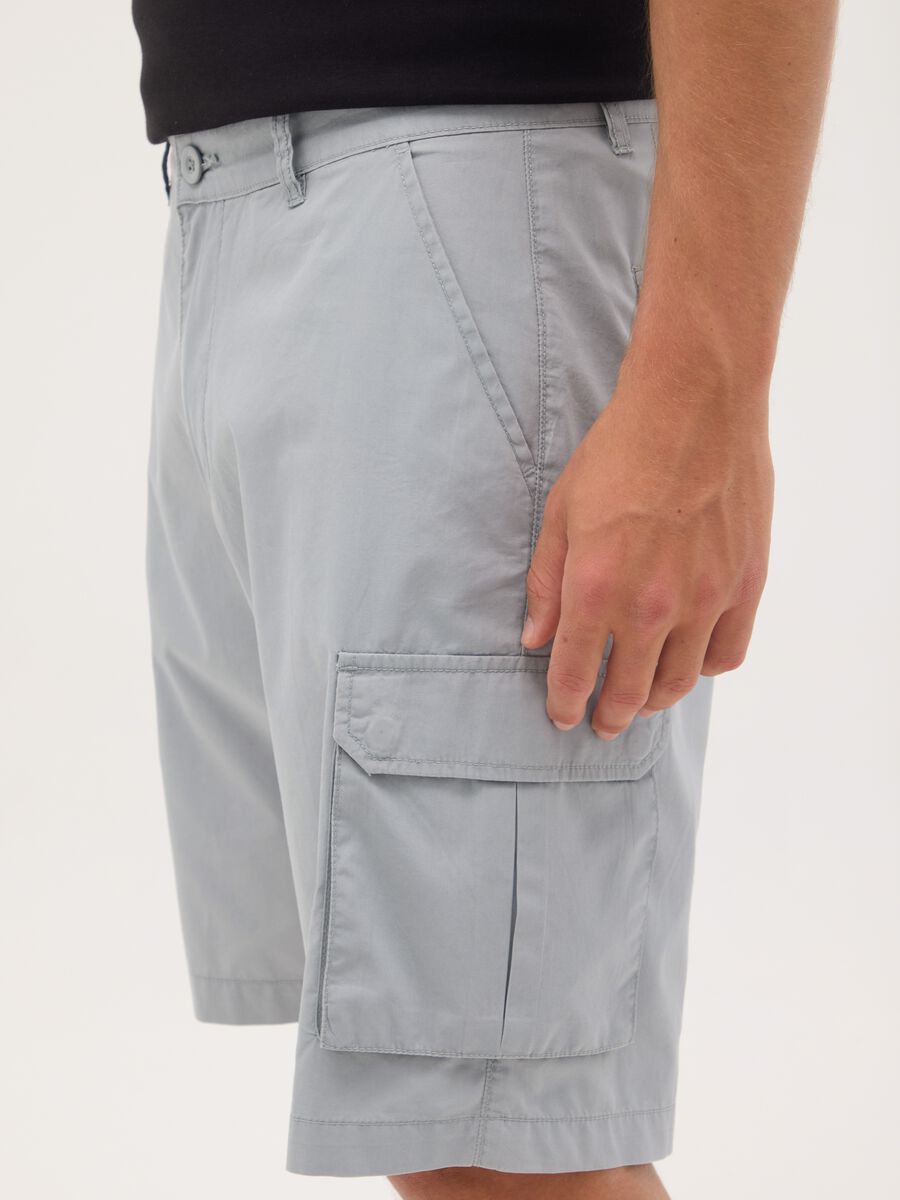 Pantaloncini da uomo in puro cotone grigio regular fit_3