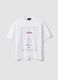 White pure cotton crew-neck T-shirt with print, relaxed fit_4