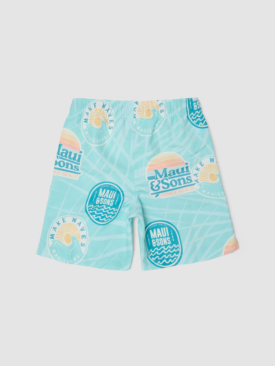 Blue boys&rsquo; swim shorts with all-over print_1